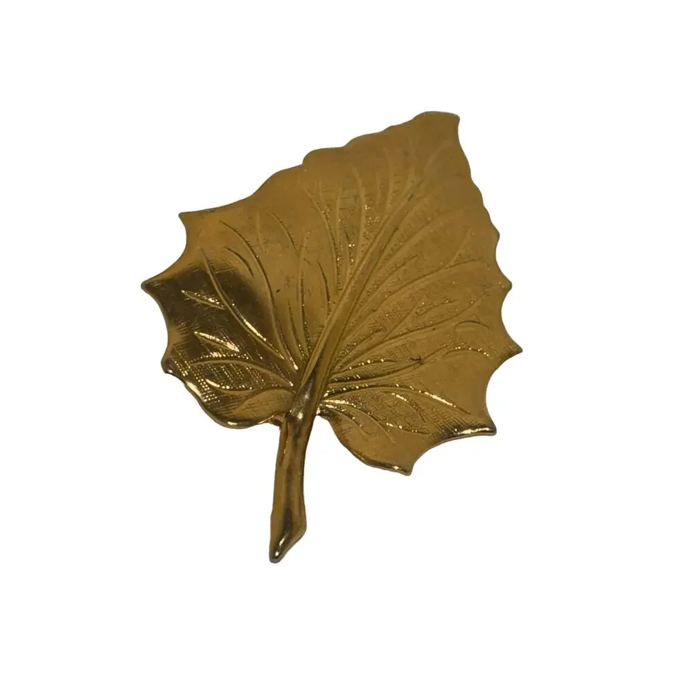 Gold Tone Metal Leaf Pin Autumn Fall